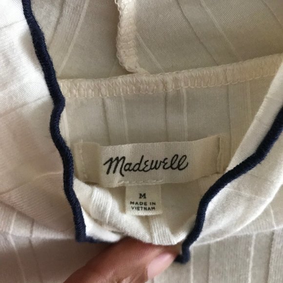 Madewell Ivory Ribbed Lettuce Neck Long Sleeve Top - Picture 6 of 8